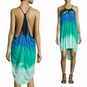 Young Fabulous & Broke Adalade Ombre Halter Dress Blue Sz XS Tie Dye Boho